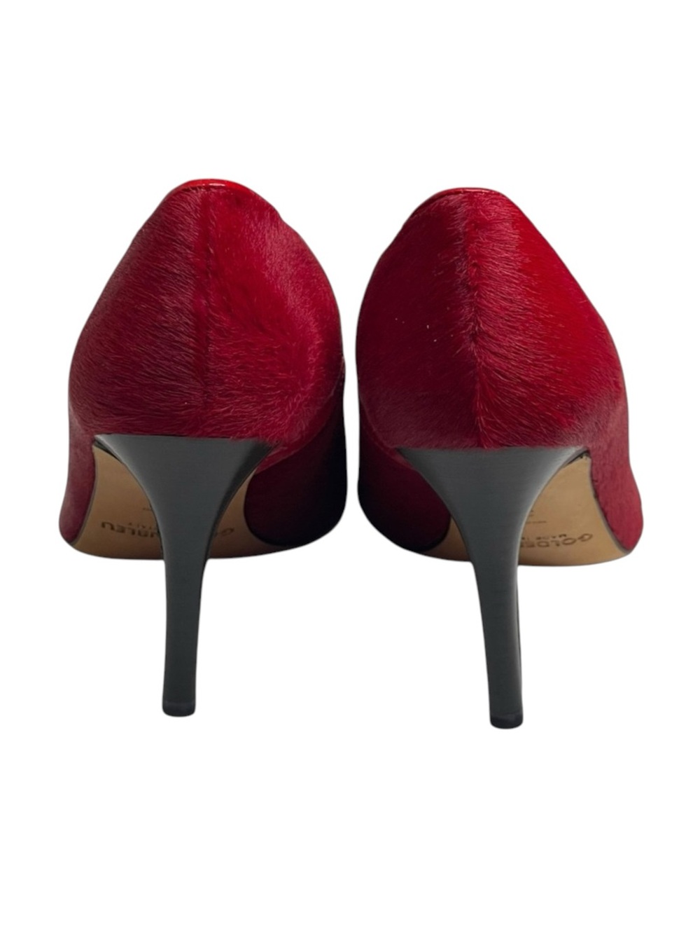 VHTF: new Goldenbleu ♛ Tina Mixed Media Pony Hair Heels Pumps ♛ Red 37.5 7M 7.5M - Picture 6 of 17